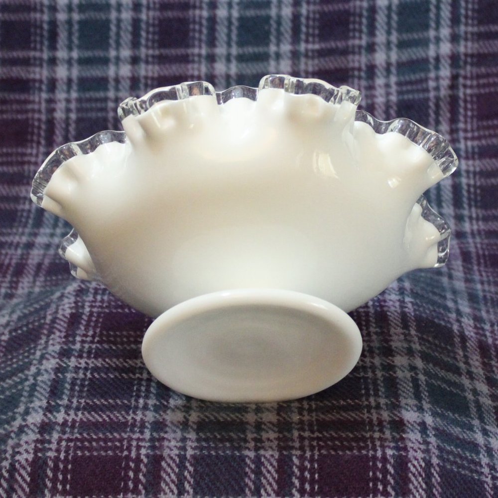 Fenton Silver Crest Milk Glass Footed Bowl - Picture 4 of 8
